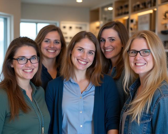 The friendly team of Nutmeg Optic inside their store